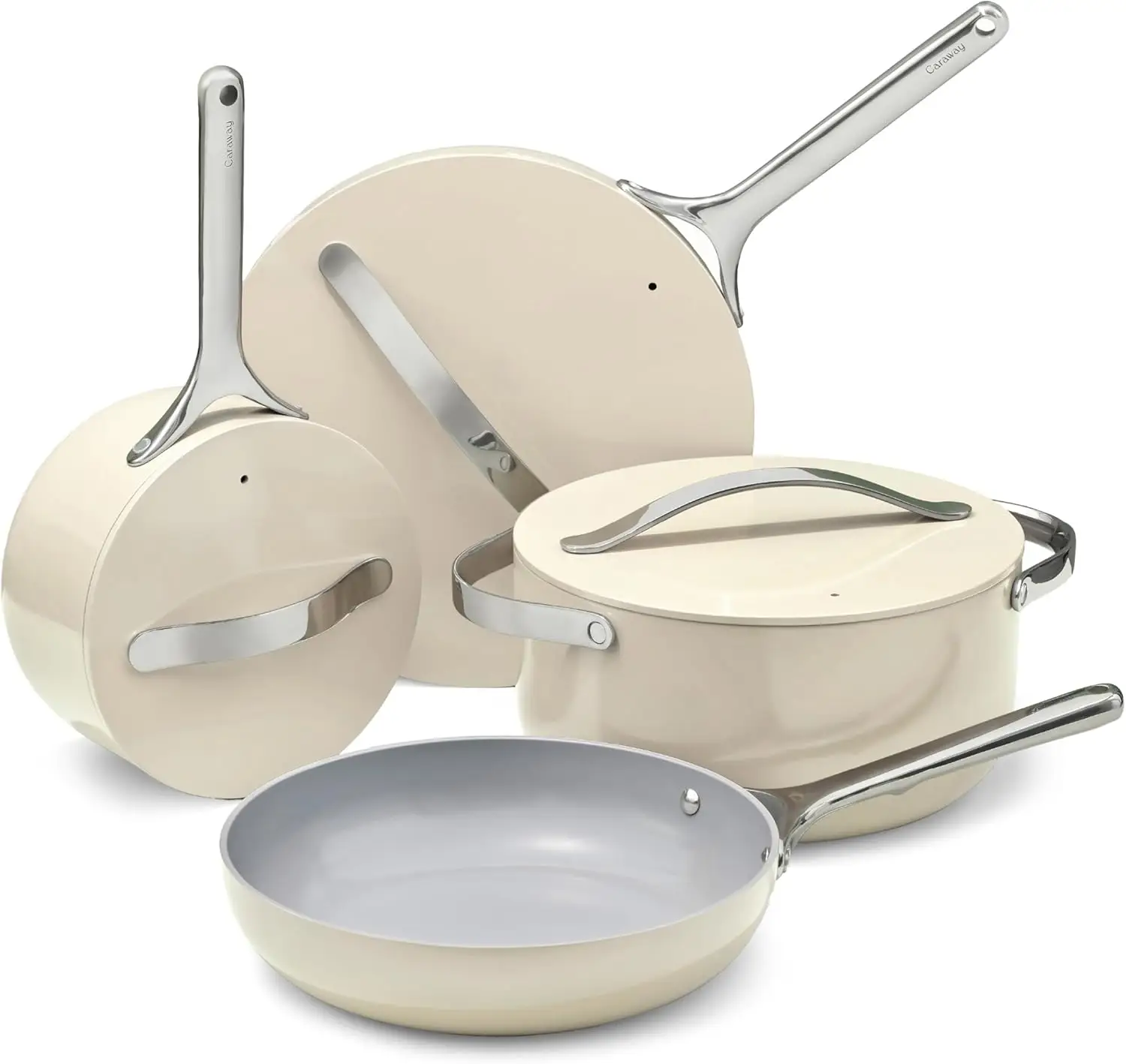 Caraway non-toxic ceramic cookware set 12 piece modern kitchen pots and pans