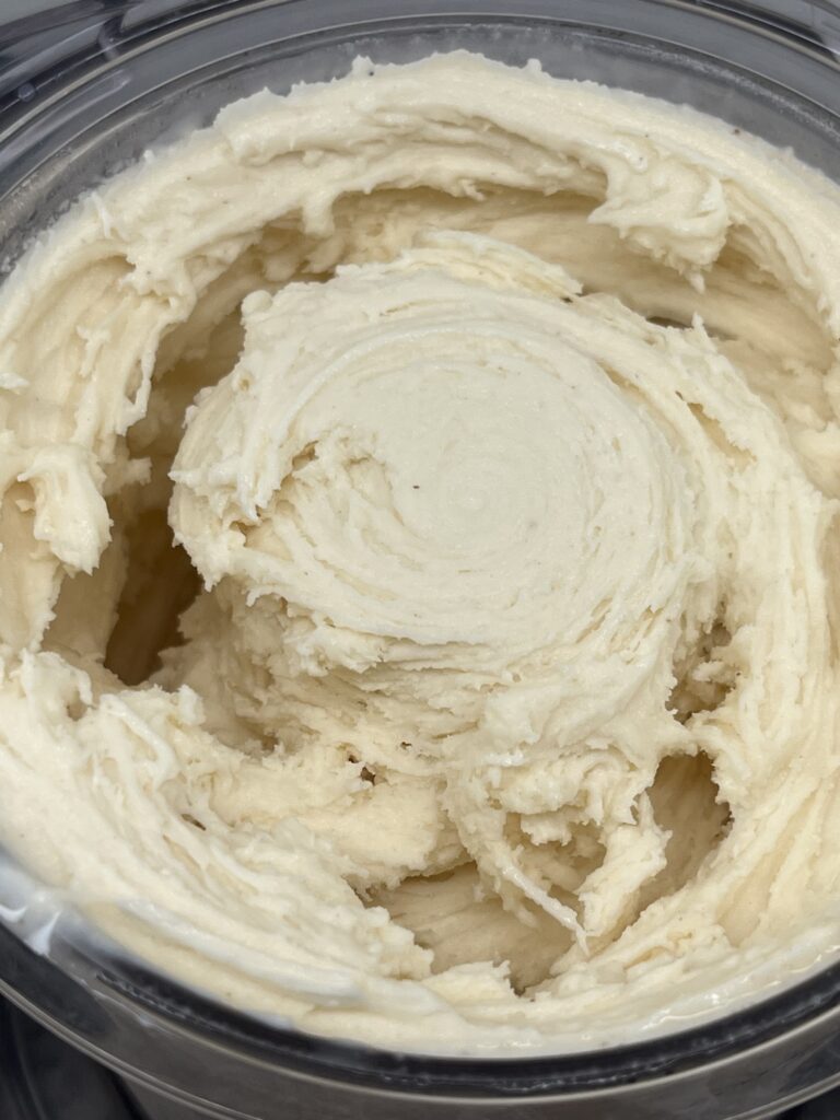 Creamy Classic Vanilla Bean ice cream finished in the Ninja CREAMi Deluxe
