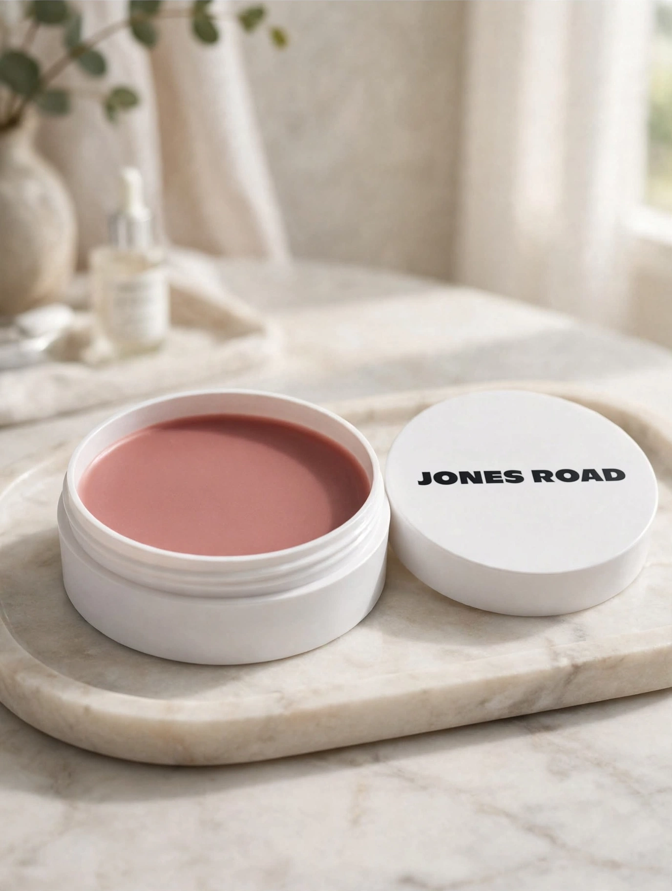Jones Road Miracle Balm open jar in Dusty Rose