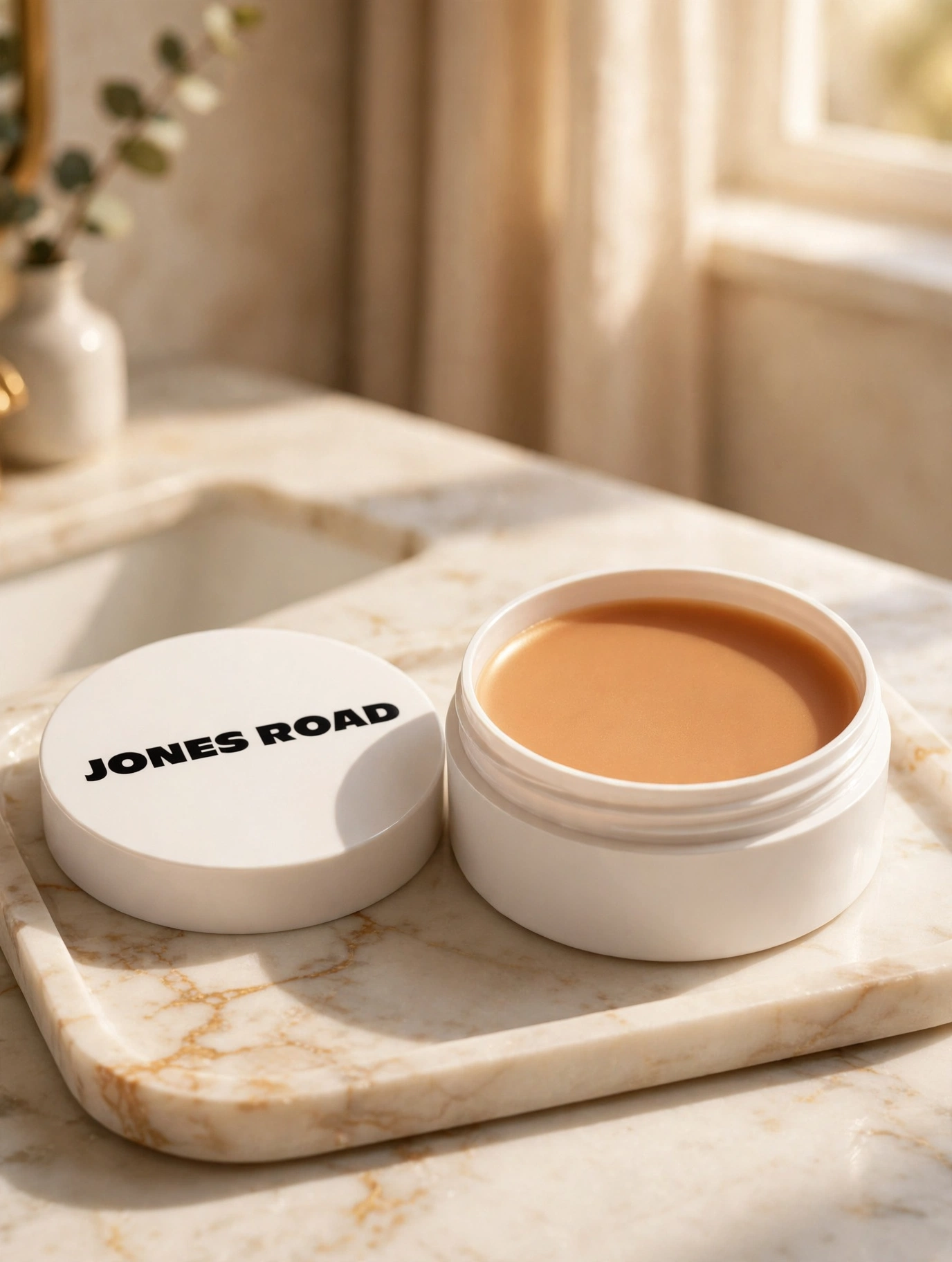 Jones Road Miracle Balm open jar in Golden Hour