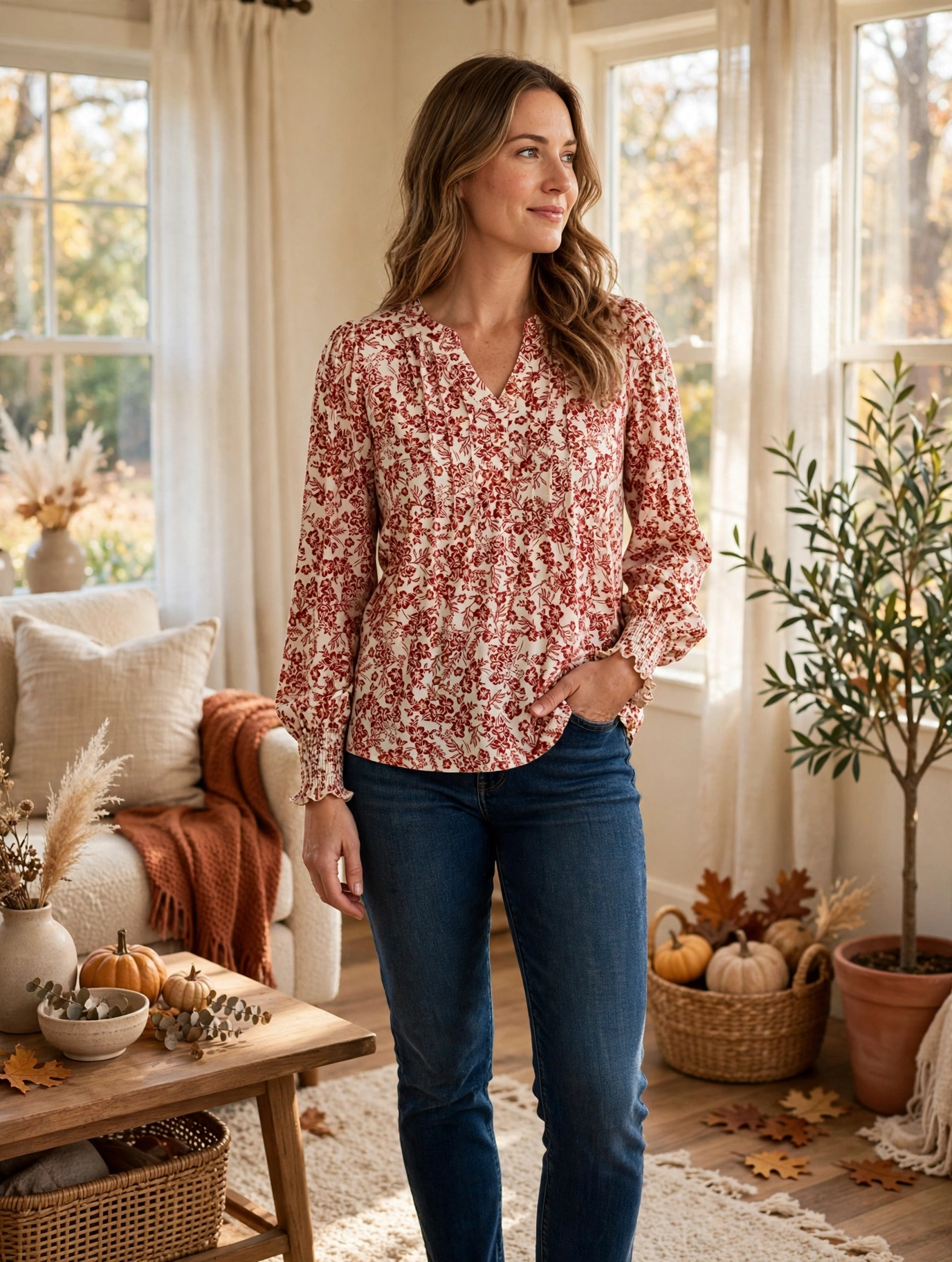 LOMON Women's Pleated Ruffle Tunic Top